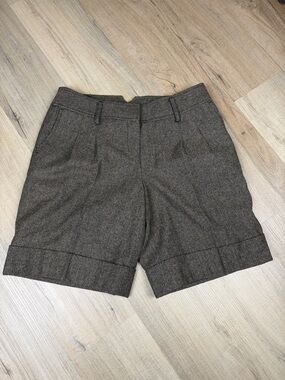Ann Taylor Loft Brown Herringbone Women's Tailored Wool Shorts. NWT. Size 8